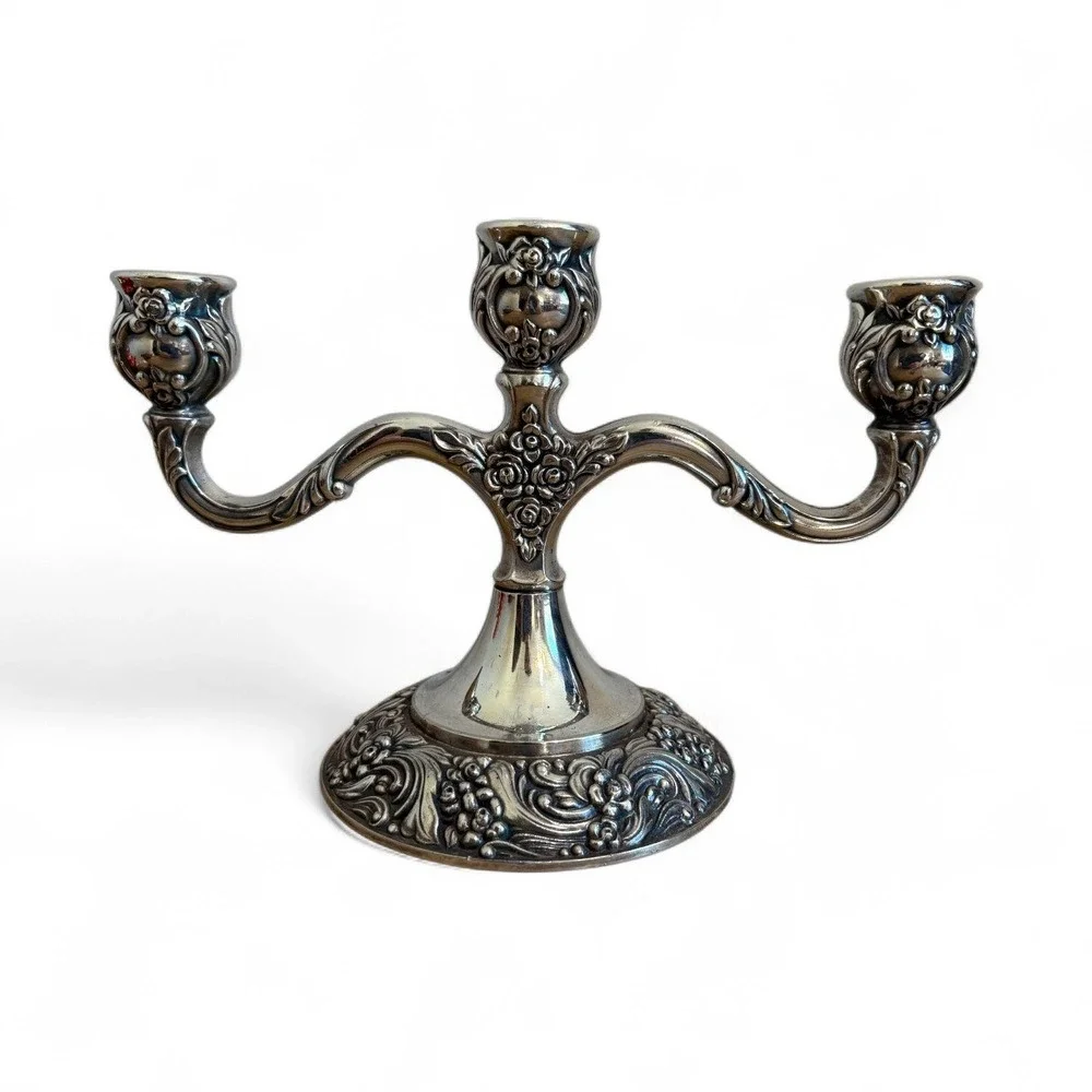 Ballad Community Silver Plate Candelabra Three Arm Tabletop‎ Candle Holder
